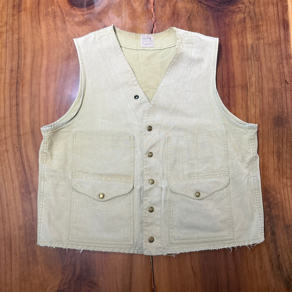 Vintage Filson vest 48 Cruiser Work Canvas Snap Tin Cloth Utility Mackinaw XX2